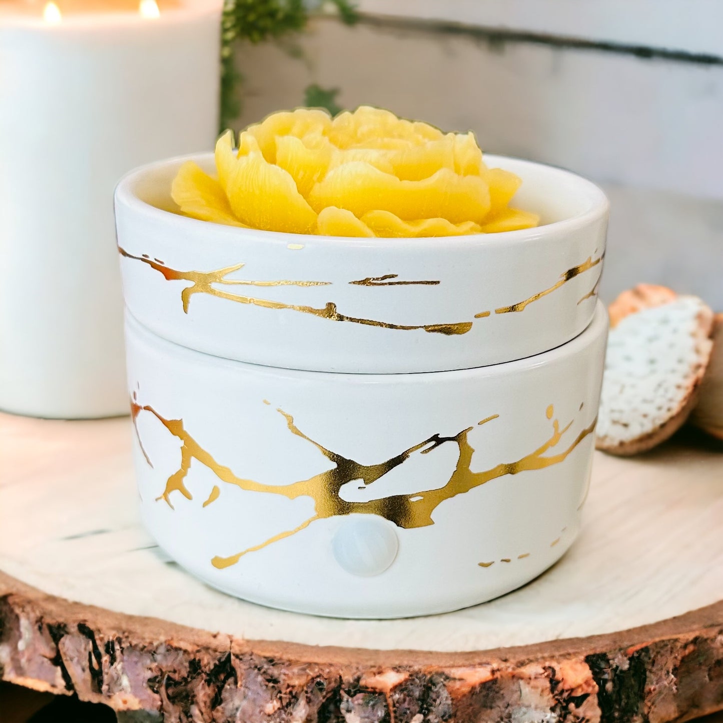 Beeswax Melt | Organic pure natural | Unscented | Scented Aromatherapy Wax Warmer Melter | Rose Shaped Peony - Modernhousemiami