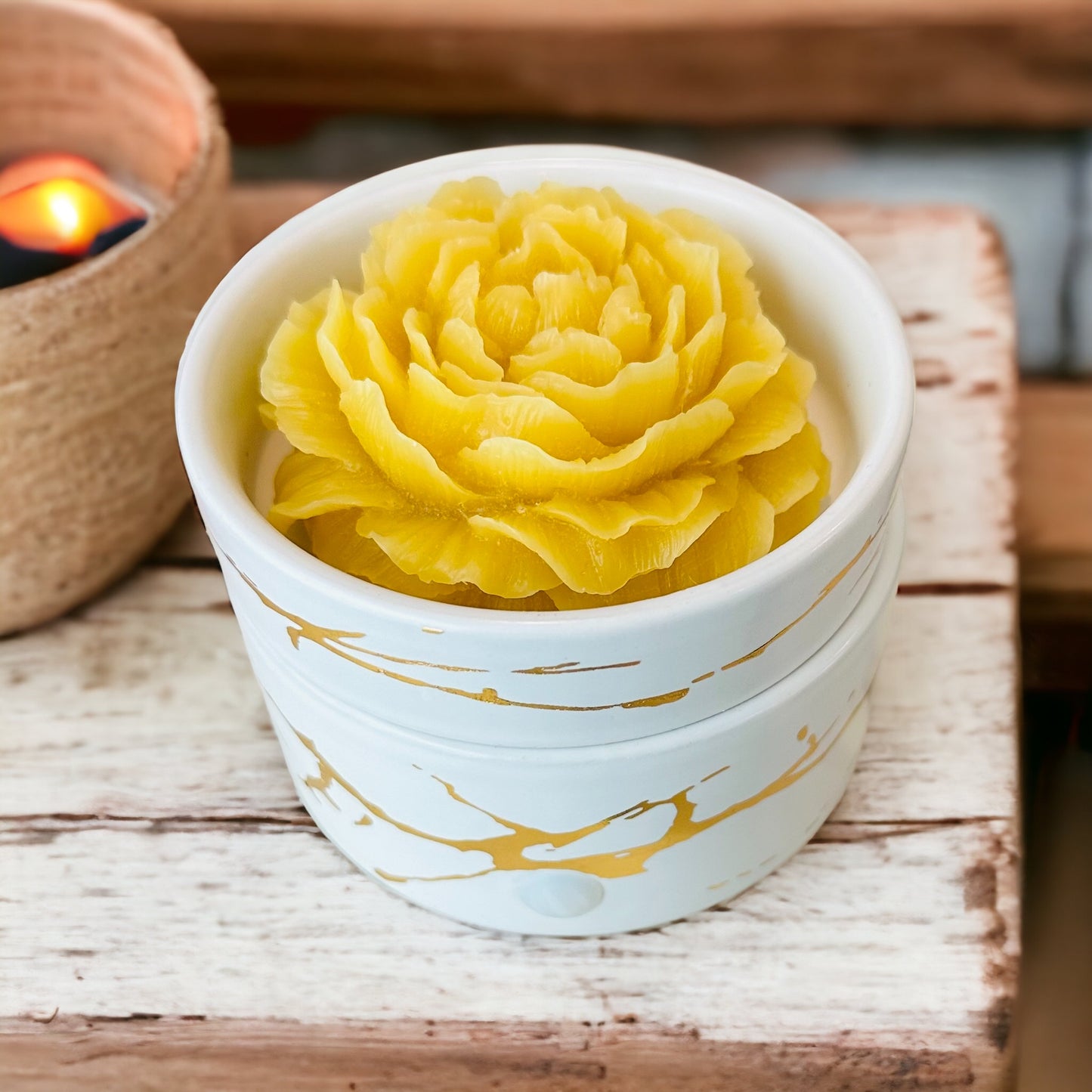 Beeswax Melt | Organic pure natural | Unscented | Scented Aromatherapy Wax Warmer Melter | Rose Shaped Peony - Modernhousemiami