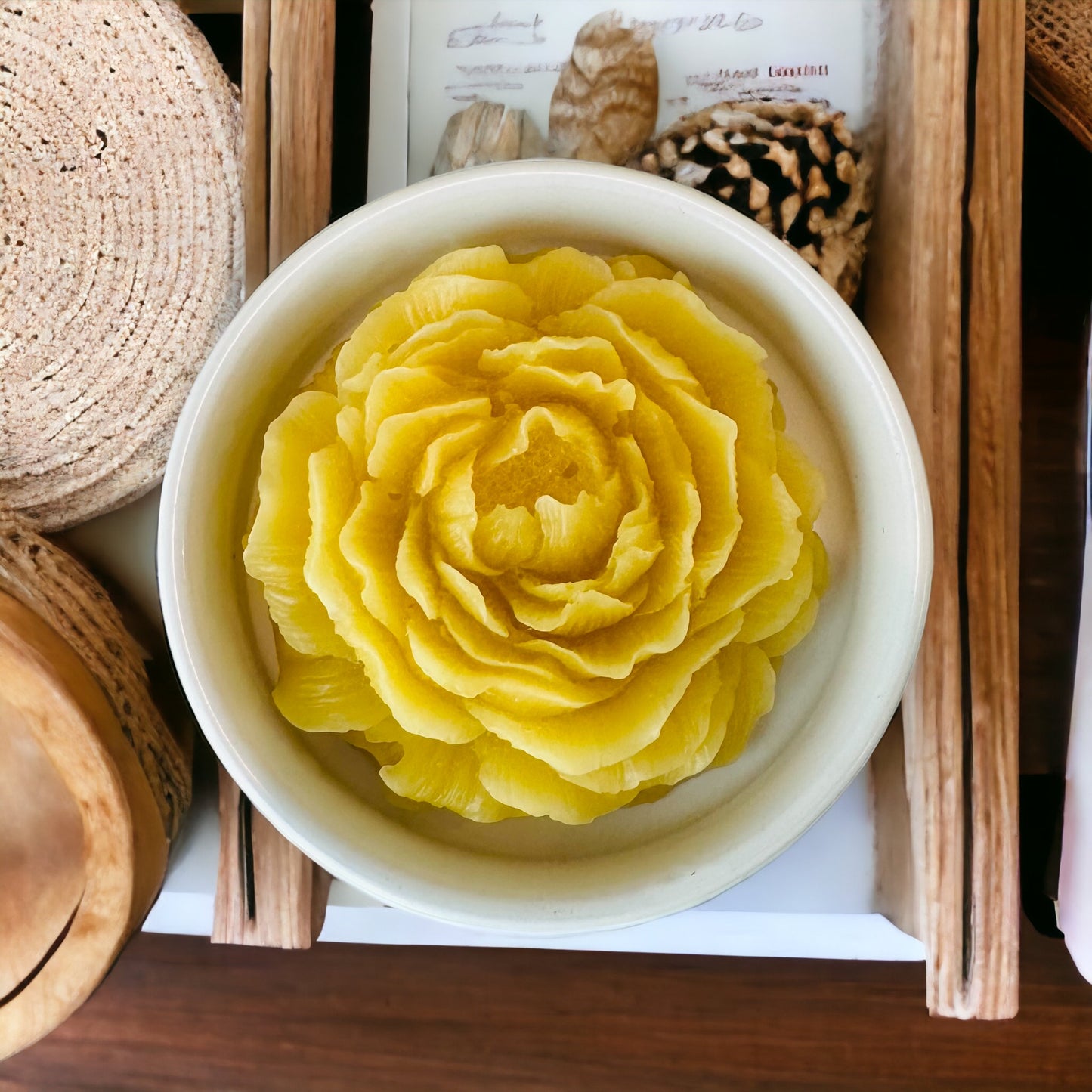 Beeswax Melt | Organic pure natural | Unscented | Scented Aromatherapy Wax Warmer Melter | Rose Shaped Peony - Modernhousemiami