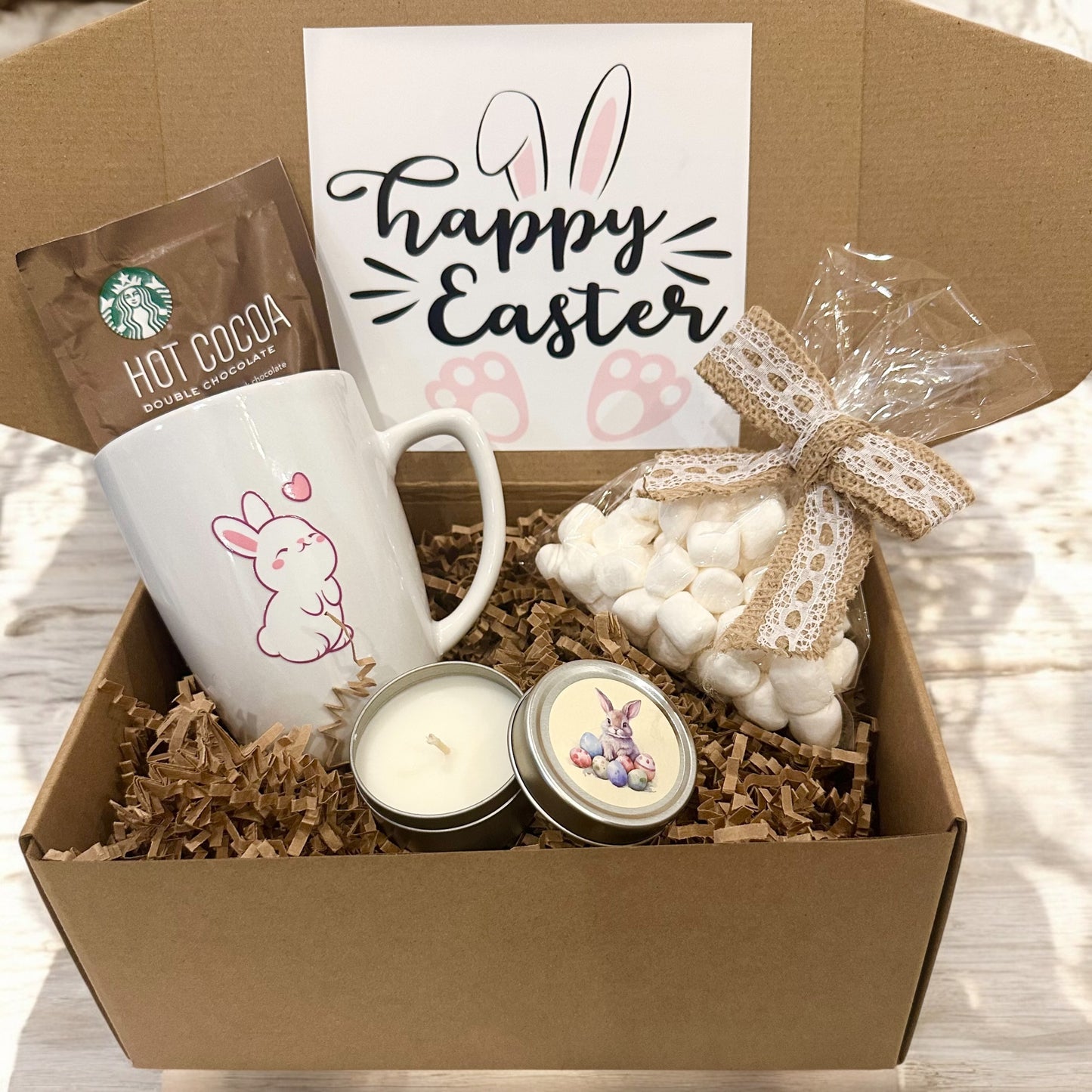 Easter Hug in a Mug Gift Set – Adorable Bunny Mug, Hot Chocolate, Present Care Box | Hot Cocoa & Marshmallows Surprise, Gift for all ages