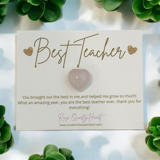 Best teacher Rosé Quartz Heart, End of year gift, Mini Token Gift, School present, Coach Thank You Appreciation Week, Teacher Gift Keepsake