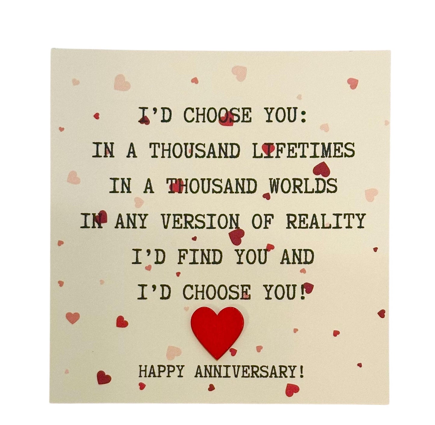 Romantic Anniversary Day Card | Anniversary card for him and her, I’d choose you, Love Letter, Romantic Note, Couple Gifts, Handmade in USA