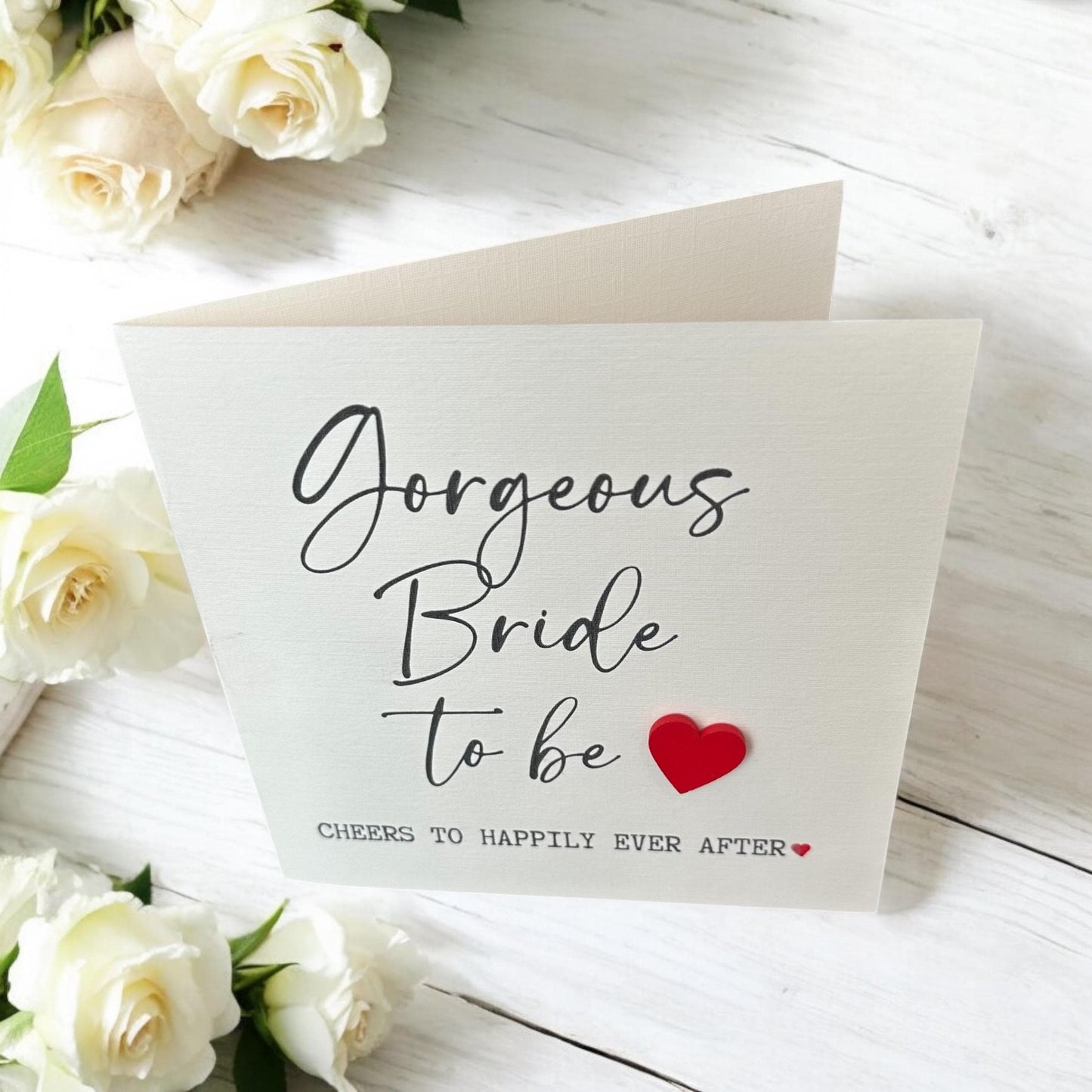Gorgeous Bride-to-Be Fine Art Greeting Card – Elegant Creme Linen Cardstock with Red Envelope, Bridal Shower, Brides Gift, BFF, Bridesmaid