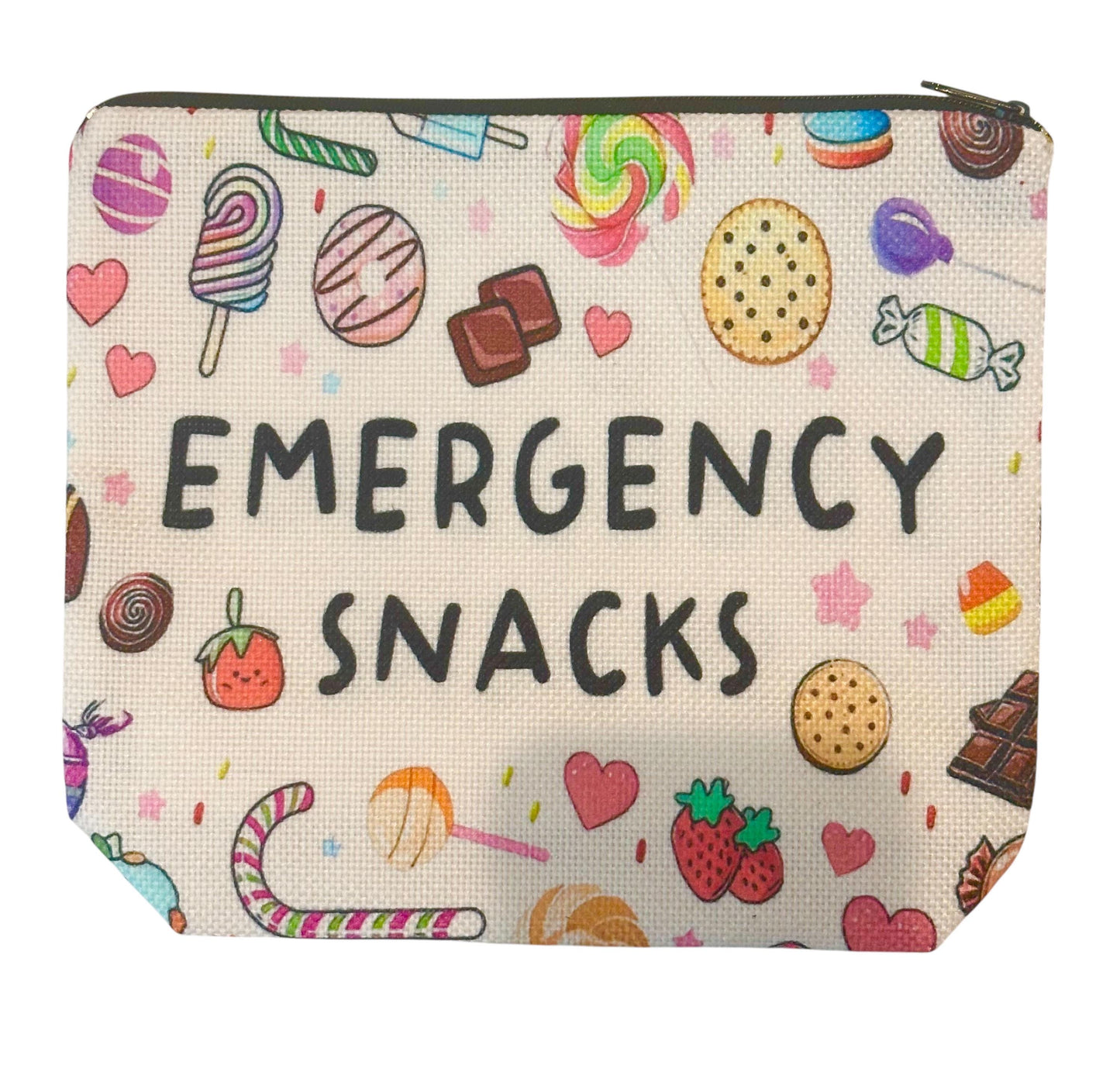 Emergency Snacks Zipper Pouch | Unique cute Candy Bag for Kids, Travel School Diabetics, Moms, Fun Gift Giveaway Birthday Idea Canvas Print