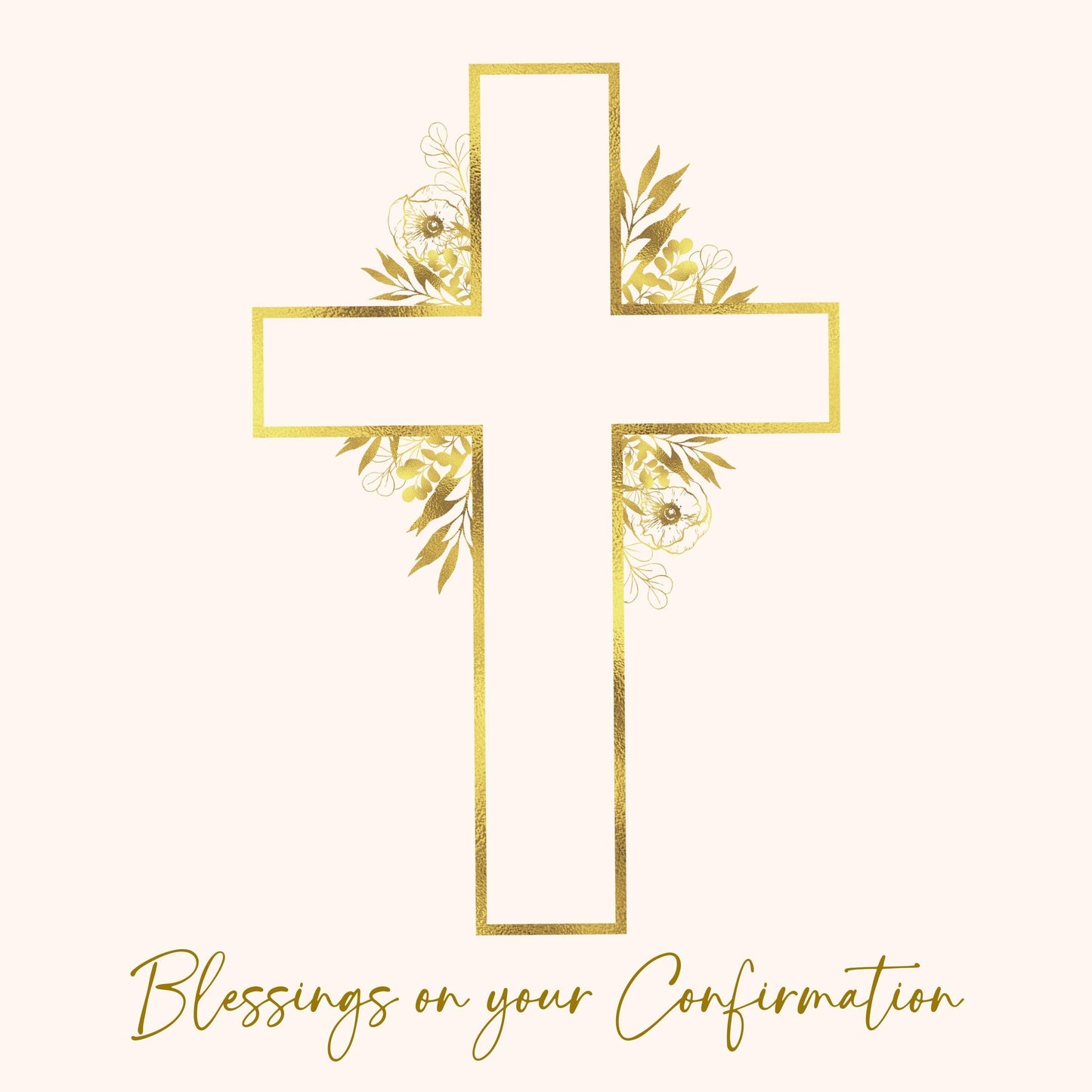 Confirmation Card with Golden Cross Design – Religious Blessings Card, Catholic Christian, Faith, Holy Spirit Custom