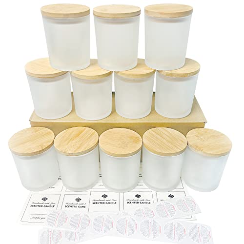 CONNOO 12Pack 10 oz Frosted Glass Candle Jars with Bamboo Lids for Mak –  Modernhousemiami