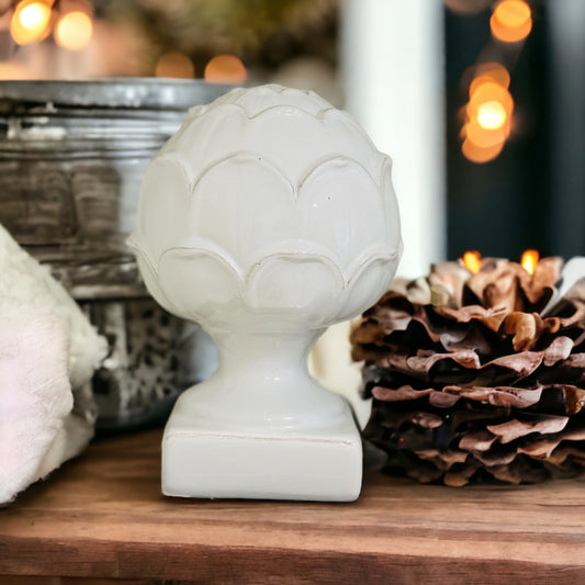 Pinecone, white ceramic | Winter Holiday Decor | Sideboard Shelve Decor - Modernhousemiami