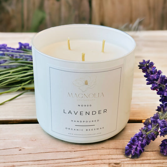 Lavender Organic Beeswax Aromatherapy Candle 16OZ | Sustainable, Eco-friendly, Non-Toxic and Purifying | Clean &  Hypo-allergenic Jar Candle| Handpoured