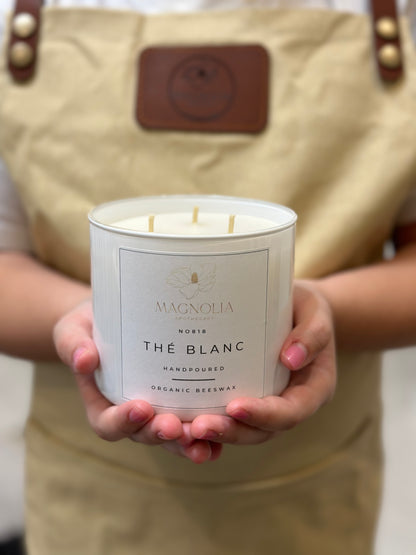 Thé Blanc Organic Beeswax Aromatherapy 16OZ Candle | Sustainable, Eco-friendly, Non-Toxic and Purifying | Clean &  Hypo-allergenic Jar Candle| Handpoured