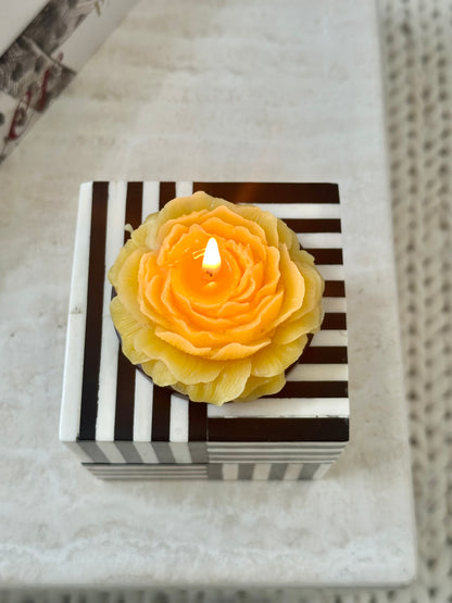 Rose Beeswax Mini Candle | Organic pure natural | Unscented | Scented Aromatherapy Mini Candle Gift | Rose Shaped Peony