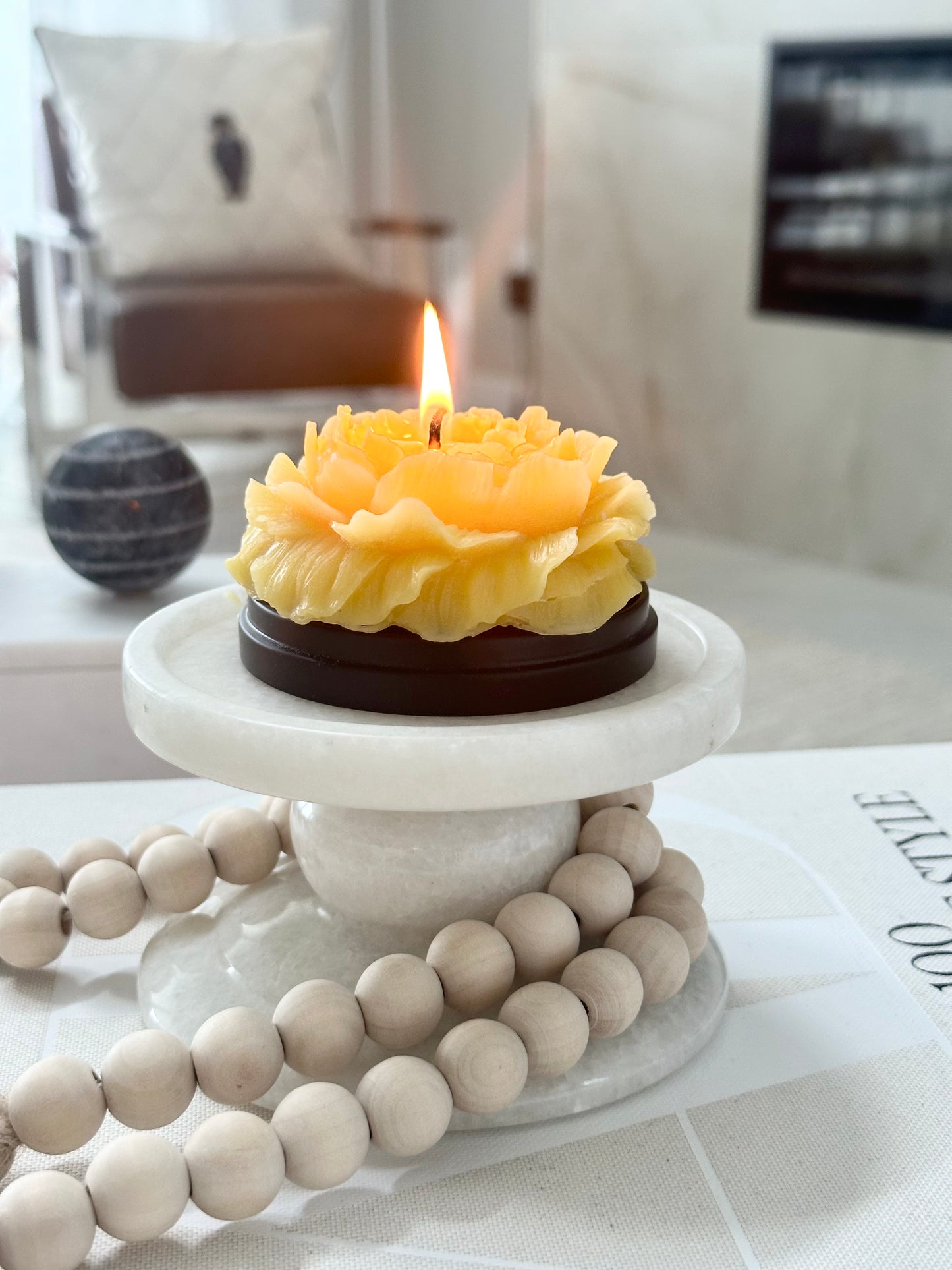 Rose Beeswax Mini Candle | Organic pure natural | Unscented | Scented Aromatherapy Mini Candle Gift | Rose Shaped Peony