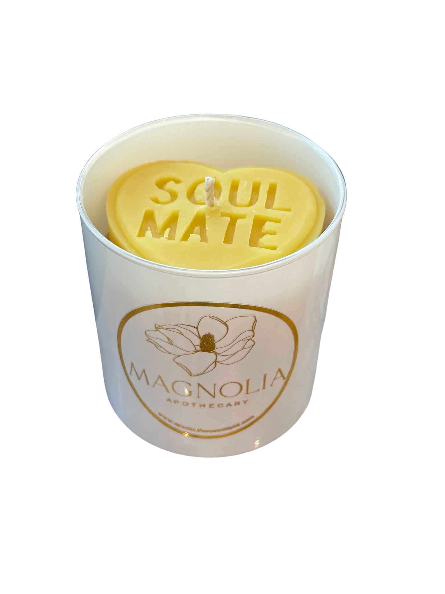 Soul Mate Candle Unscented Organic Beeswax Aromatherapy Heart Gift Candle Jar 8OZ |  Sweet Honey Scent White Glass, for her and him,  BFF Love, Non-toxic