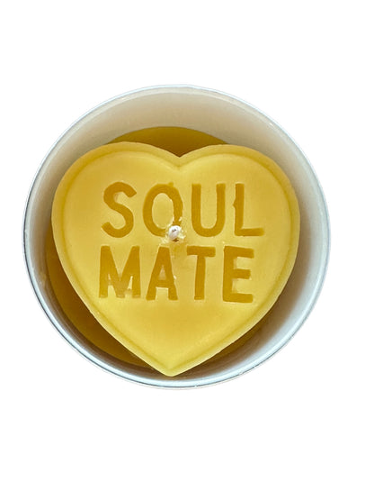 Soul Mate Candle Unscented Organic Beeswax Aromatherapy Heart Gift Candle Jar 8OZ |  Sweet Honey Scent White Glass, for her and him,  BFF Love, Non-toxic