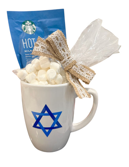 Bar and Bar Mitzwa Giveaway Jewish Star Unique Israel Ceramic mug Hot chocolate Marshmallows Custom Event Gift Branding Merchandise Kosher Present