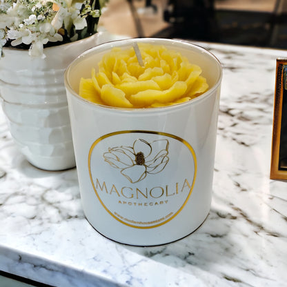 Rose Beeswax Candle 8OZ Unscented Highly Fragrant Honey Scent, Jar Candle Local Aromatherapy Scented Handpoured | White Glass Birthday, Wedding, Love Gift for Him / Her