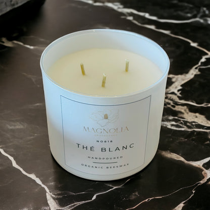 Thé Blanc Organic Beeswax Aromatherapy 16OZ Candle | Sustainable, Eco-friendly, Non-Toxic and Purifying | Clean &  Hypo-allergenic Jar Candle| Handpoured