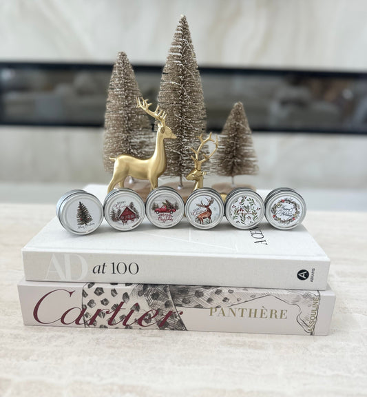 Mini Holiday Christmas Candle Set  Silver Tin, Small Present, Stocking Stuffer, Secret Santa, Company Giveaway, Advent Calendar