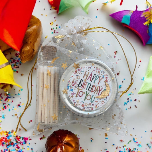 Happy Birthday Tealight Candle Gift Set | Vanilla Scented Small Present in Silver Tin, Friends, Family, Co-worker gift Giveaway, Send Love