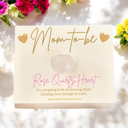 Mom-to-be Rose Quartz Heart, Thinking of you, Prenatal Gift for Expecting new Mother,  Baby shower Pregnancy New Mommy Present Love Strength