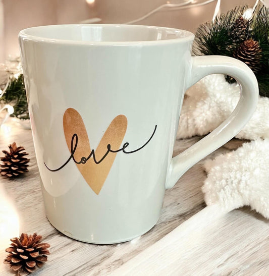 Love Heart Valentines Mug | 12oz Hot Chocolate Coffee Tea Ceramic Mug, Sending Love, Romantic Couples Gift Valentine's Day Present Friends