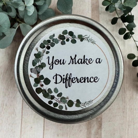 Mini Candle Gift with Inspirational Quotes, 6pcs | Vanilla Scented Tea Lights in Silver Tin, Small Present, Stocking Stuffer, BFF Gift