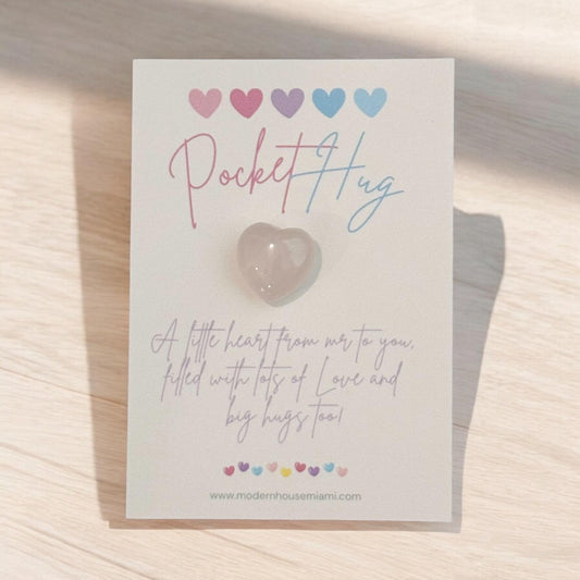 Pastel Pocket Hug Rosé Quartz Heart, Thinking of you, Mini Token Gift, Sending Love, First day of School College, Daughter Son Present BFF