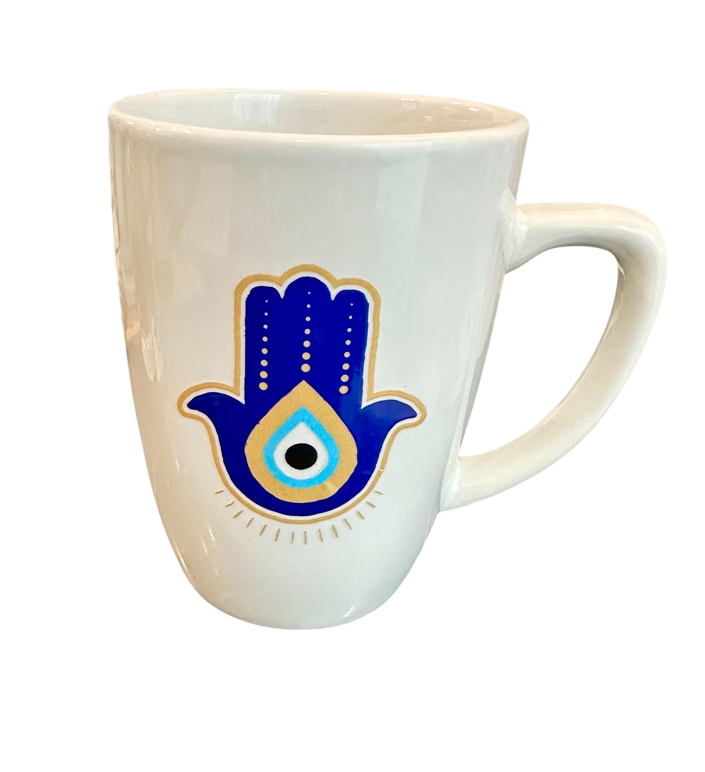 Hamsa Mug Evil Eye Protection, Good luck Ceramic mug, New Home Gift, Decorative Mug, Hand of Fatima, 12oz Hot Chocolate Coffee Tea Mug,