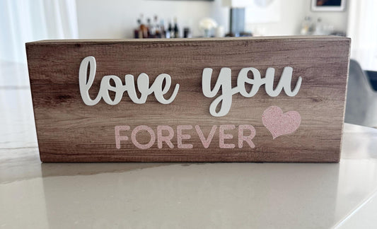 Love you Gift: Handmade Vintage Wooden Sign Love you Forever, Romantic Love Present, Couples Boyfriend Girlfriend Anniversary, Valentine