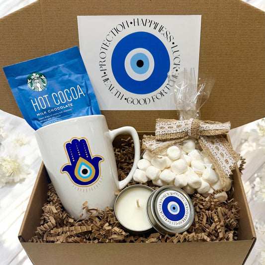 Hamsa Protection Gift Box, Hot Chocolate Marshmallows, Present for Loved Ones, all occasions, Bring Luck Gift, Family Friends Custom