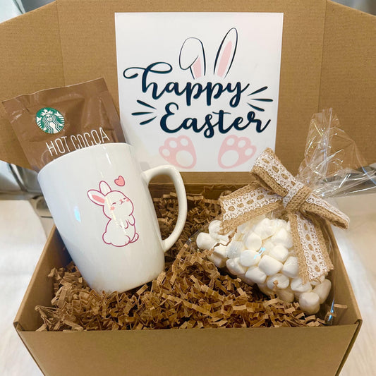 Happy Easter Hug in a Mug Gift Set – Adorable Bunny Mug, Hot Chocolate, Present Care Box | Hot Cocoa & Marshmallows Surprise, Gift all ages