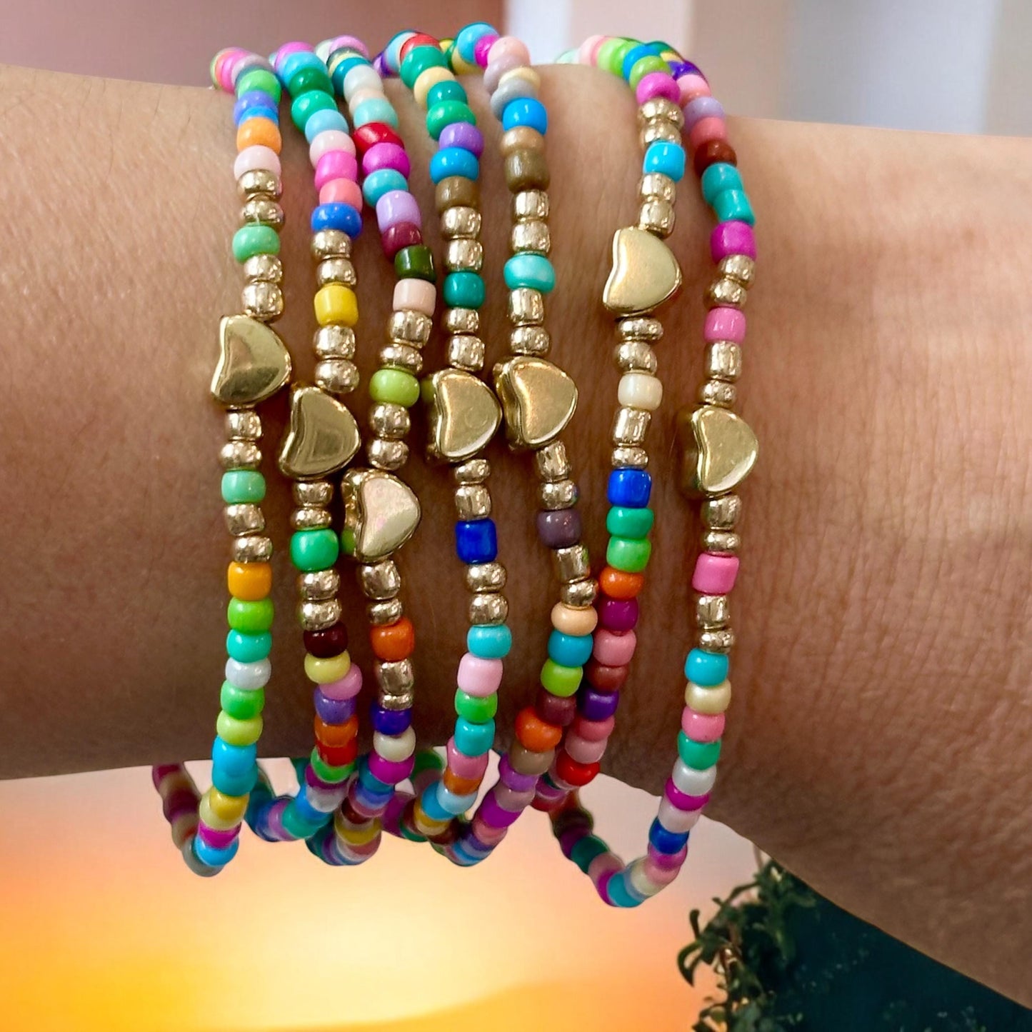 Forever Friends Beaded Bracelets – Colorful Handmade Friendship Jewelry, BFF Gift, Jewellery Golden Heart, Birthday Present, Giveaway