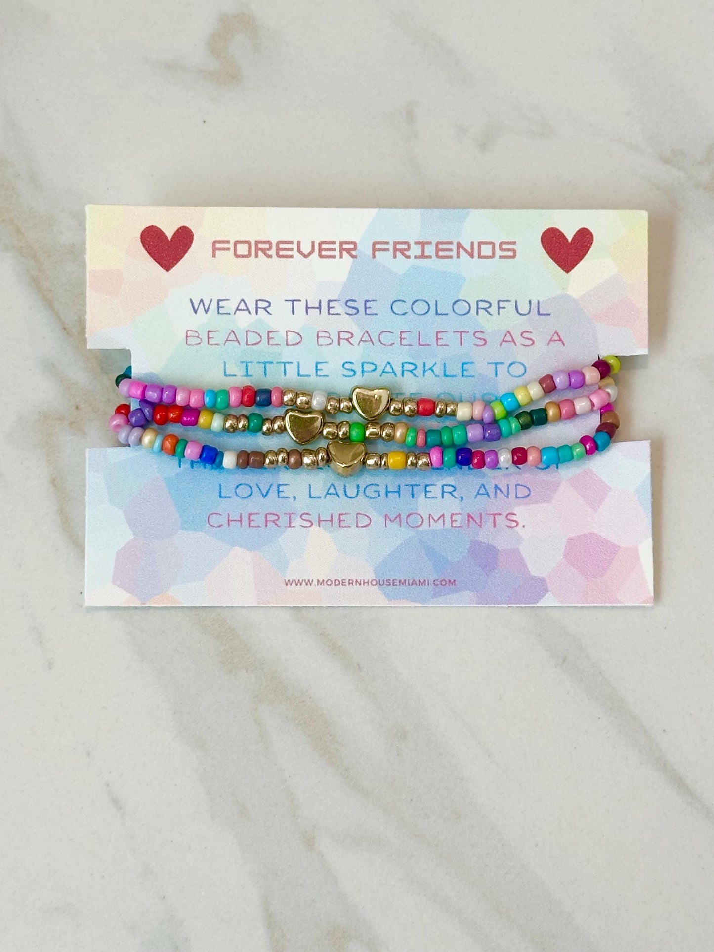 Forever Friends Beaded Bracelets – Colorful Handmade Friendship Jewelry, BFF Gift, Jewellery Golden Heart, Birthday Present, Giveaway