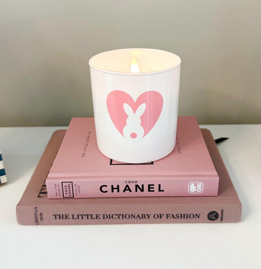 Easter Bunny Candle Holder 12oz – White Glass Cute Spring Easter Brunch Decor Gift, Hostess Gift, Eastern Home Decoration Centerpiece