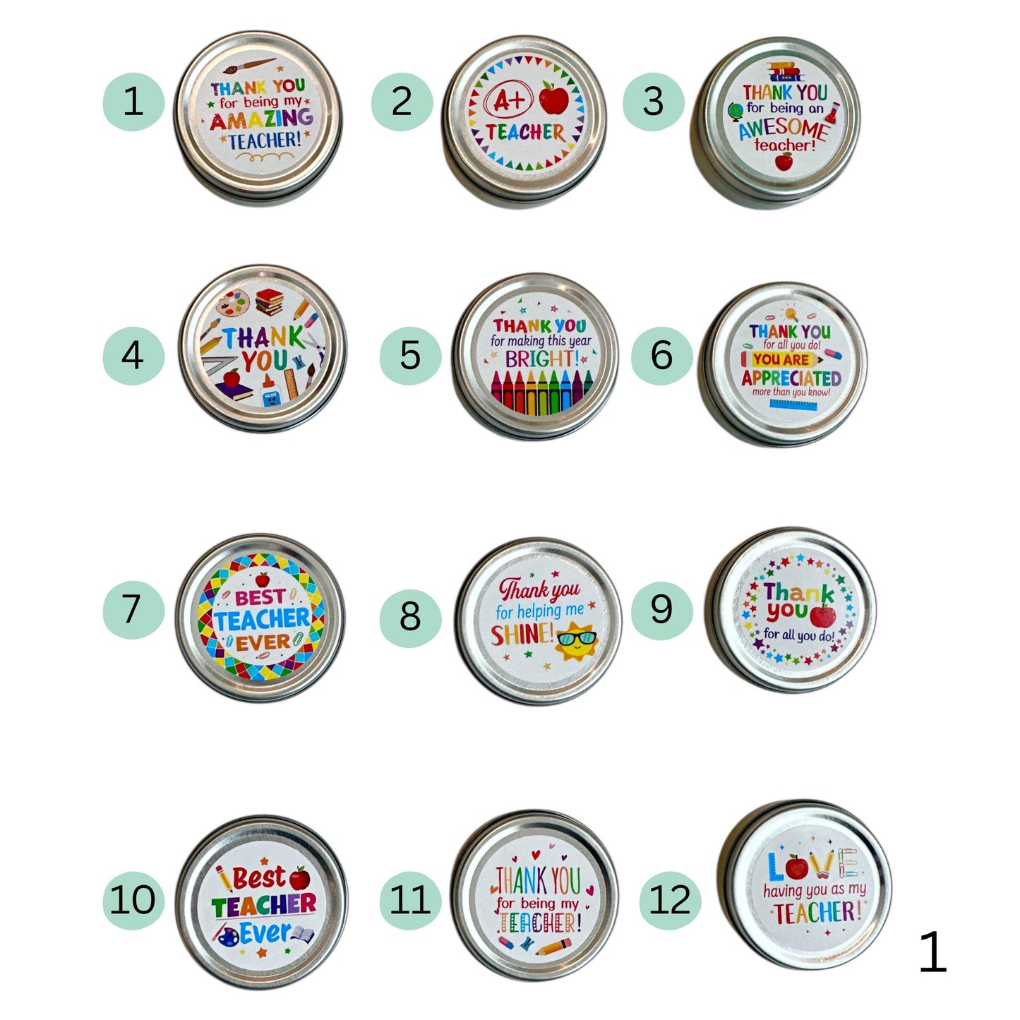 Teacher Appreciation Mini Vanilla Tealight Candle – Silver Tin with Lid, Gift-Ready in Organza Bag. Thank you for End of Year, Tutor, Mentor