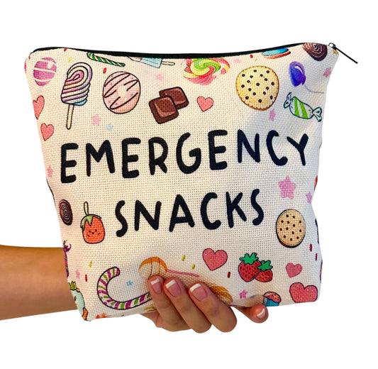 Emergency Snacks Zipper Pouch | Unique cute Candy Bag for Kids, Travel School Diabetics, Moms, Fun Gift Giveaway Birthday Idea Canvas Print