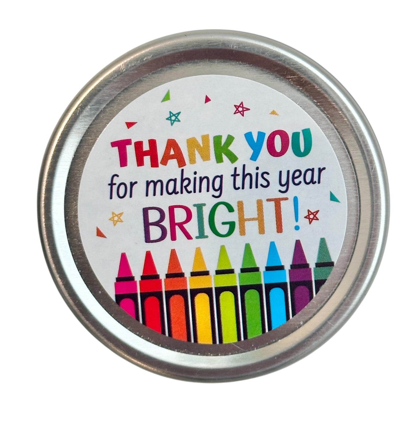 Teacher Appreciation Mini Vanilla Tealight Candle – Silver Tin with Lid, Gift-Ready in Organza Bag. Thank you for End of Year, Tutor, Mentor