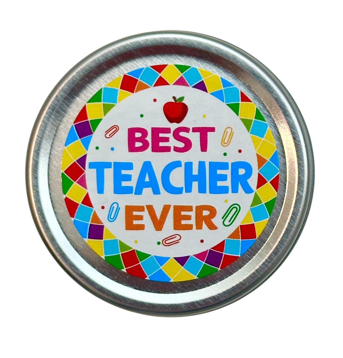 Teacher Appreciation Mini Vanilla Tealight Candle – Silver Tin with Lid, Gift-Ready in Organza Bag. Thank you for End of Year, Tutor, Mentor
