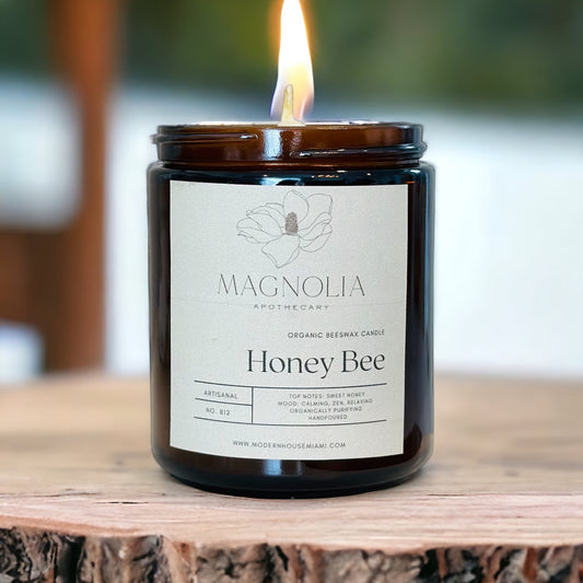 Beeswax Candle Unscented | Organic Pure Beeswax | 8oz | Non-Toxic and Purifying | Clean | Hypo-allergenic Jar Candle| Handpoured - Modernhousemiami
