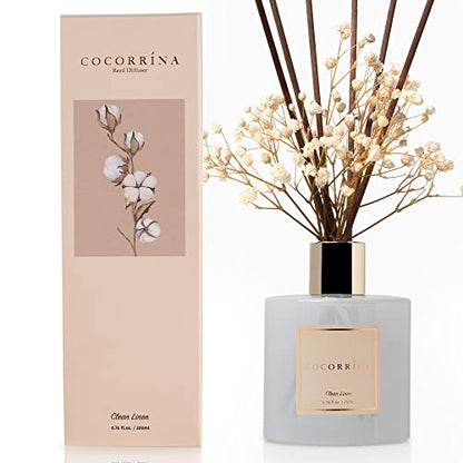 Cocorrína Reed Diffuser Set, 6.7 oz Elegant Amber& Oud Scented Diffuser  with