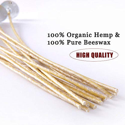 EricX Light Organic Hemp Candle Wicks, 100 Piece 8" Pre-Waxed by 100% Beeswax & Tabbed, for Candle Making - Modernhousemiami