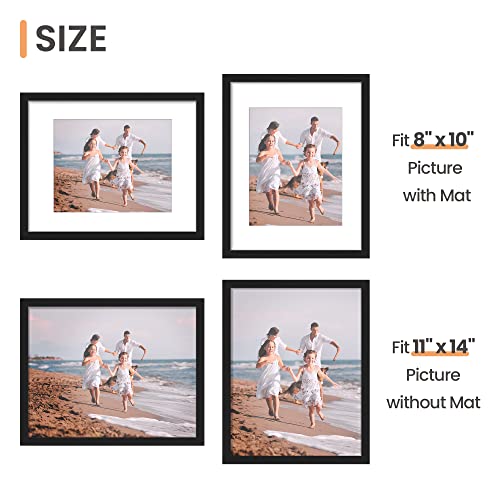 11x14 Picture Frame Set of 5 Display Pictures 8x10 with Mat or 11x14  Without Mat