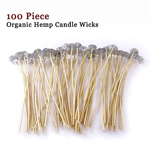 EricX Light Organic Hemp Candle Wicks, 100 Piece 8" Pre-Waxed by 100% Beeswax & Tabbed, for Candle Making - Modernhousemiami