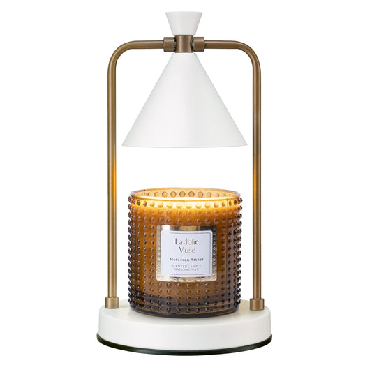 LA JOLIE MUSE Candle Warmer Lamp with Timer, Dimmable, Electric Candle Melter, Compatible with Small & Large Candle, 2 Bulbs Included - Modernhousemiami