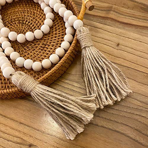 Farmhouse Beads 58in Wood Bead Garland with Tassels Rustic Country Dec –  Modernhousemiami